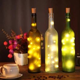 LED -fles stoplicht 20 koperdraadverlichting kerstvakantie lichten decoratieve rode wijn stop knop batterijkoffer Coppers licht string crestech168