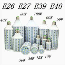 Lámpara de bombilla LED E27 E26 E39 E40 5730 Luz de punto de maíz 12W 15W 25W 30W 40W 50W 60W 80W 100W Lampada 110V 220V Luces blancas cálidas frías H220428