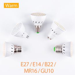 Ampoule LED ABS SMD2835 48 60 80leds E27 E14 MR16 GU10 110V 220V chaud LED blanche lampe Spot Spot Light