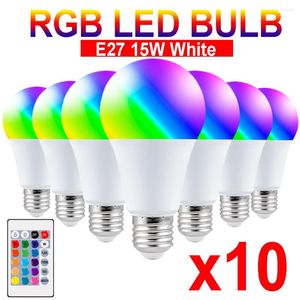 LED -bol Lichten 15W RGBW Lichtlampada Veranderlijk kleurrijke lamp met IR afstandsbediening