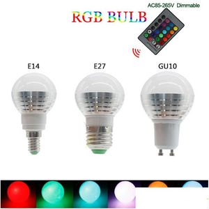 LED-lampen 16 Kleur BBS 85-265V E27 E14 GU10 Magic Night Light 24Key Remote Digable Druppel Leving Lights Lighting Tubes Dhrwh