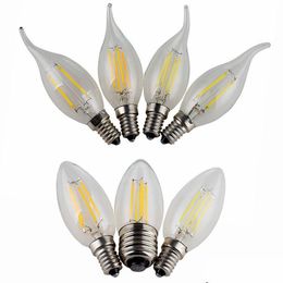 Led-lampen Dimbaar Led-gloeidraadkaarslicht Bb 2W 4W 6W E14 E12 Bbs Hoog helder helder glas C35 Lamp Drop Delivery Verlichting Verlichting Li Dh2Ks