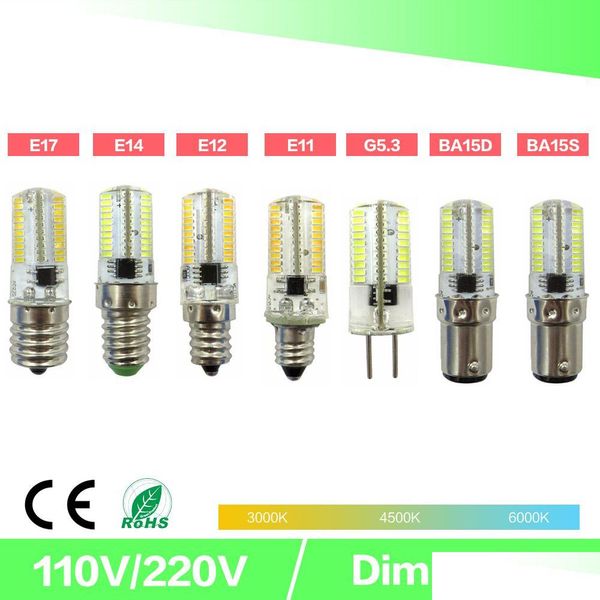 Ampoules LED Dimming LED Mini BB Crystal Clear Sile Corn Light 3014 SMD 80 Ac220V / Ac110V pour lustre E14 G9 G4 Drop Livraison Lumières Dhwmv