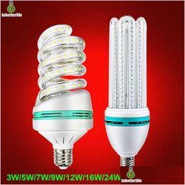 Bulbos LED E27 Corn BB U Forma espiral 85-265V 3000K/6500K 3W 5W 7W 9W 12W 18W 24W 32W Luces de ahorro de energía para el hogar Dharl Dharl