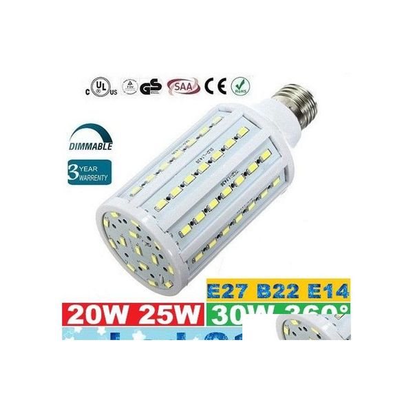 Bombillas Led E27 E26 E14 B15 B22 Corn Lights 360 Angle 20W 25W 30W Regulable Bbs Light Cri85 Blanco cálido/frío Ac 110240V Drop Delivery Li Otpoc