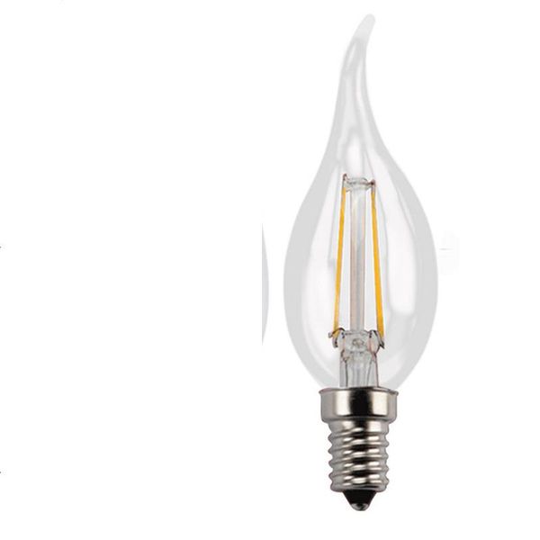 Ampoules LED Lampe à incandescence Bougies 2 4 6W Série C35 E12 E14 AC85 ~ 265V Aucune ampoule d'éclairage en cristal à intensité variable Verre clair pour lustres