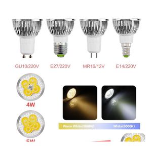 LED -lampen GU10 MR16 E27 E14 Spot Light Cup 4W 5W 220V 110V 85265V Wit Warm Dimming Drop Delivery Lights Lighting BBS DHIXG