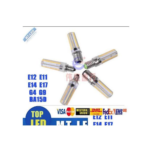 Bombillas LED Lámpara E11/E12/E14/E17/G4/G9/Ba15D Luz Maíz Bb Ac 220V 110V 120V 7W 12W 15W Smd3014 360 Grados 110V/220V Foco Drop D Dhixm