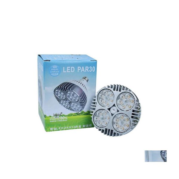 Bombillas LED Par30 E27 Spot Down Light 35W Super Bright Spotlight Bb Lights Ac110265V Lámpara de seguimiento Decoración para el hogar Iluminación de entrega Bbs Ot5G1