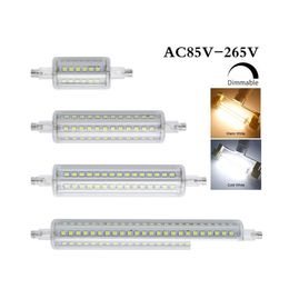 Ampoules LED R7S LED Lumières Ac85V265V 78Mm 118Mm 135Mm 189Mm Smd2835 Dimmable Bbs Blanc Chaud Lumière Halogène Projecteur Remplacement Goutte Ot2Xl