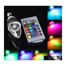 LED -lampen RGB kaarslichten E12 E14 3W BBS 16 Kleuren Wijziging Toevoegen 24Keys Ir Remote Controller Drop levering verlichting DHFE0