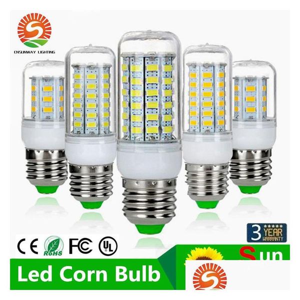 Bombillas LED Smd5730 E27 Gu10 B22 E12 E14 G9 LED Bbs 7W 9W 12W 15W 18W 110V 220V 360 Ángulo Bb Corn Drop Entrega Luces Iluminación Iluminación Dhudk