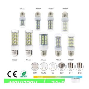 Ampoules LED Smd5730 E27 Gu10 B22 E14 G9 Lampe 7W 12W 15W 18W 220V 110V 360 Angle Smd Bb Corn Light Drop Delivery Lights Éclairage Bbs Dh5It