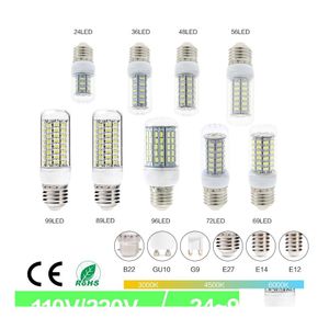 Bulbs LED SMD5730 E27 GU10 B22 E14 G9 LAMPE LED 7W 12W 15W 18W 220V 110V 360 ANGLE SMD BB Corn Light Drop Lights Lights Lights Bbs Otdra