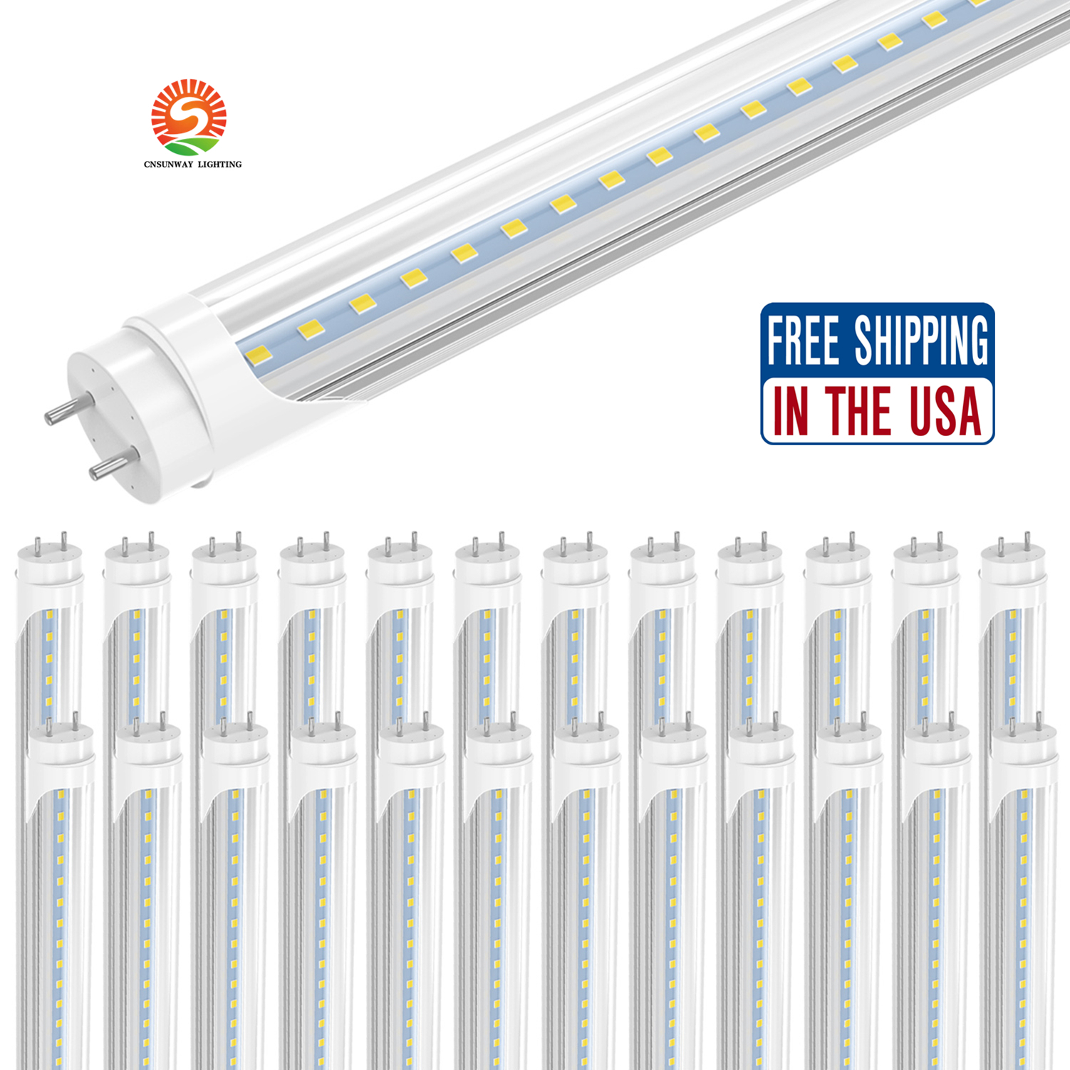 USA lager 4FT LED-lampor Rörlampor 1,2 meter LED-rör 22W T8 lysrör 6500K Kallvit Fabriksgrossist