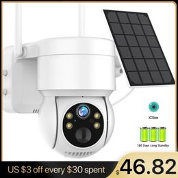 LED-lampen Wifi PTZ Camera Outdoor Wireless Solar IP-camera 1080p HD Ingebouwde batterij Video Surveillance Camera lange tijd