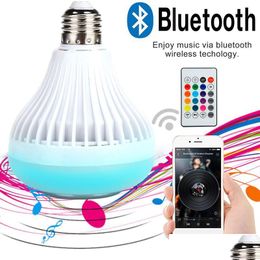 Bulbes LED Bluetooth en haut-parleur BB Light RGBW Music E27 12W App Smart App Controly For Party Stage Bar KTV Drop Liviling Lights Dhone