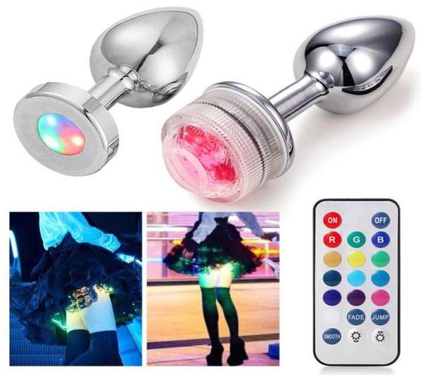 Tapón Anal de Metal Led con luz, juegos sexuales para parejas, corcho luminoso, masaje de próstata, cola erótica, Toys9980939