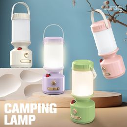 Lantern de camping à LED, lampe à batterie, 3 modes de lumière, lumières de tente rechargeables, lumière de nuit rétro avec une coccinelle, portable pour les pannes de courant, l'urgence, l'ouragan