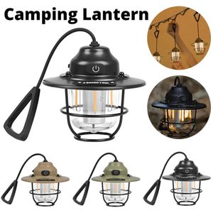 LED Camping Lantern Type C Lumières rechargeables Semballage Portable suspension de tente de tente 1200mAh lampe d'urgence pour la pêche 231221