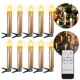 Bougies LED Cougies d'arbre de Noël avec flamme vacillante et chronométrage à distance de télécommande Powered Home Decorative Golden 240412