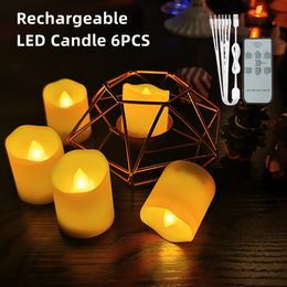 LED Cougie LED RECHARGÉE RECHARGable sans flamme à thé scintillant avec télécommande Timer 6 ports USB Chargeur LAMPE 6PCS 240417