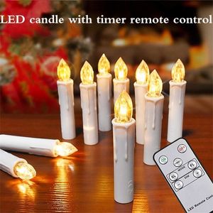 Led Candles Christmas Tree kaarsen flitsende vlam met timer op afstand Verjaardagsjaar Jaar Jaar Decor Church Electric Candle 220510