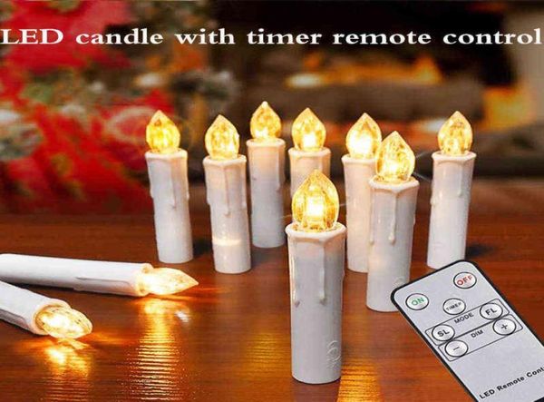 Velas LED de navidad Vela Flame con el temporizador de cumpleaños remoto Hogar 2022 Año Nuevo 69S Decoración Iglesia Electric Vandle5011928