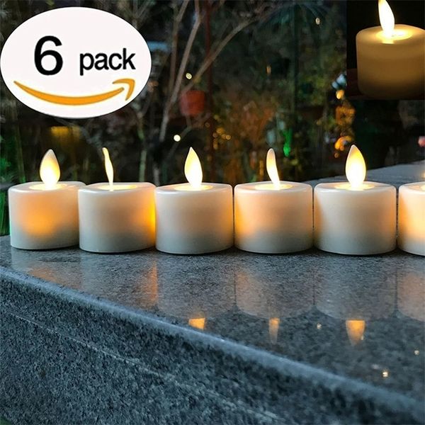 Bougies LED Pack de 6 bougies sans flamme LED blanc chaud fonctionnant à piles flamme dansante domestique alimenté par batterie lumière de thé T200601