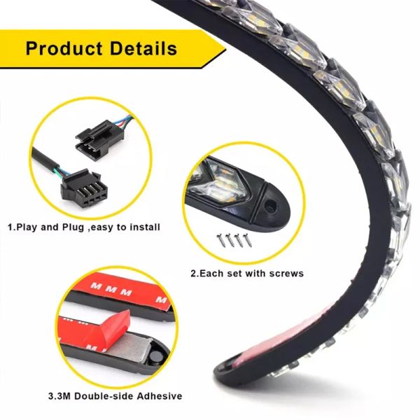 Voiture à LED Daytime Running Light Strip 2pcs étanche séquentielle flexible fleuante flèche flux de chantier de sécurité