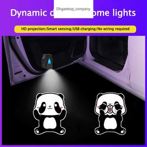 LED voiture porte dynamique 3D dessin animé Projection lumière atmosphère USB charge sans fil bienvenue décoratif