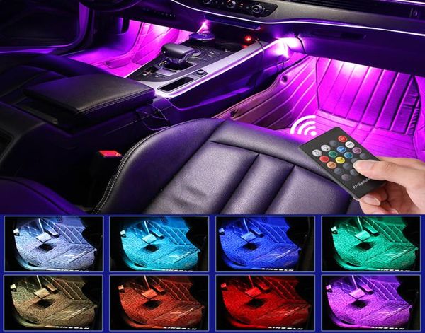 Lampe d'ambiance LED pour pied de voiture, avec télécommande sans fil USB, plusieurs Modes, éclairage décoratif d'intérieur automobile, 4429583