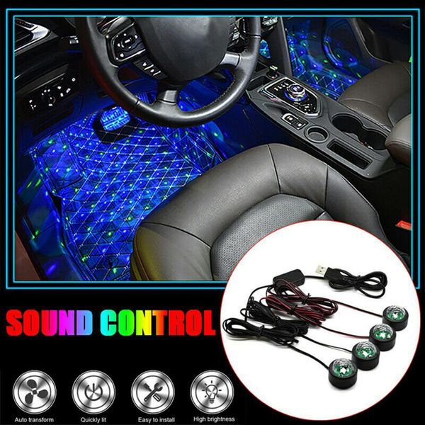 Led voiture pied étoile lumière Usb Rgb Flash lumières étoilées rétro-éclairage éclairage Auto intérieur décoratif atmosphère ambiance lampe d'ambiance nouveau