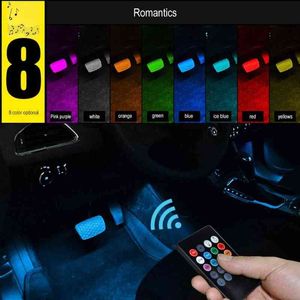 LED voiture intérieur pied lumière RVB rétro-éclairage avec USB sans fil à distance APP contrôle de la musique plusieurs modes lampe d'ambiance décorative Y220708