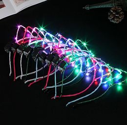 LED Cat Ear Headband Light Up Party Glowing Supplies Women Girl Flashing Hair Band Sticks Football Fan Concet Cheer Halloween