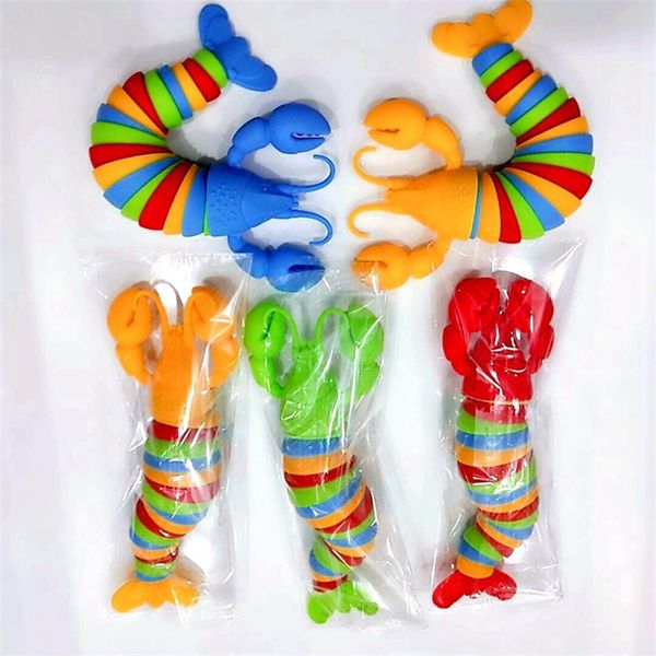 LED chenille jouets homard requin dauphins en forme amusant ramper jouet sensoriel peut être tordu avec désinvolture adulte enfants fête jouets