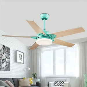 Led-plafondventilator hanglamp licht kroonluchter kunst 52 inch garen nikkel afstandsbediening ventilatie stille motor vijf metalen mes