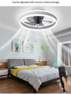 Ventilateur de plafond LED avec des lumières Ajustement de l'application télécommandée pour la chambre à coucher de la chambre à coucher pour la maison décor d'énergie d'énergie