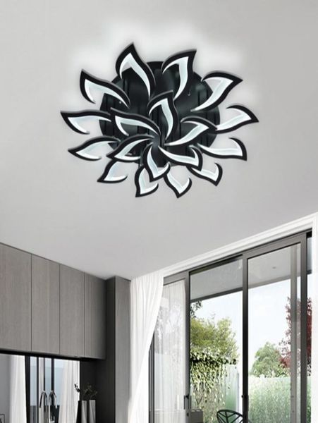 Lámpara de techo LED Luminaire Black White Bedroom Sala de estar Kid039s Baño Bluetooth Flor Modern Art Deco LLFA581044