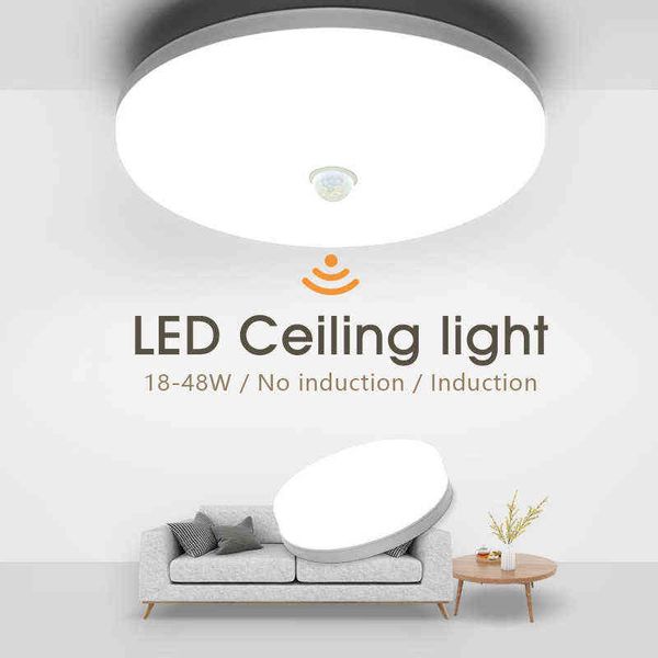 Plafonnier LED Ultra mince PIR capteur de mouvement luminaire panneau lumineux blanc chaud froid lumière naturelle pour salon cuisine éclairage W220307