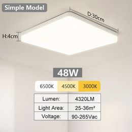 Plafonniers LED 220 V Lumiter le plafond carré 15/20/30/40 / 50W pour chambre à coucher de chambre à coucher