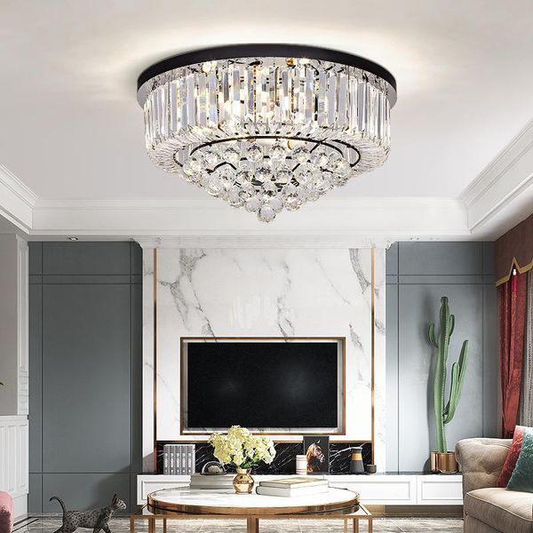 Led plafonnier cristal noir pour la maison chambre salon salle à manger ronde intérieur moderne lampe de luxe étude montage en surface lumières