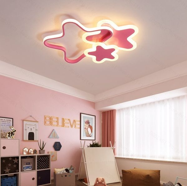 LED plafonnier pour chambre moderne pentagramme garçons filles enfants chambre décoration lampes blanc rose pépinière enfants éclairage à la maison