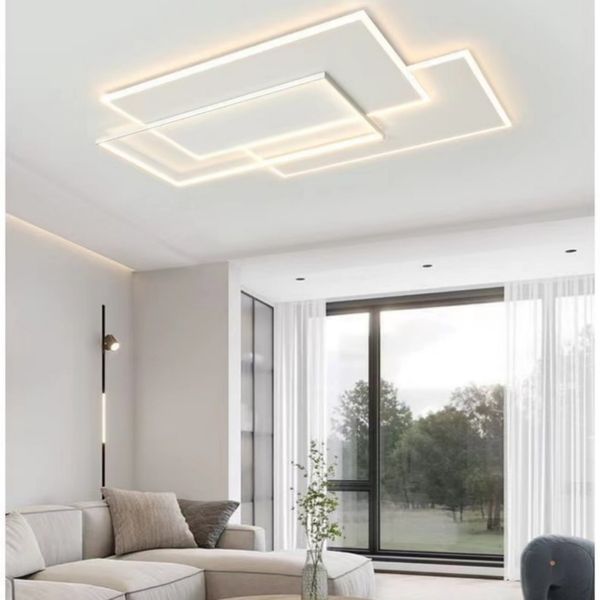 Louilles de plafond LED Chandelier pour salon chambre à manger pour enfants en or noir de plafond moderne carré d'éclairage intelligent intérieur