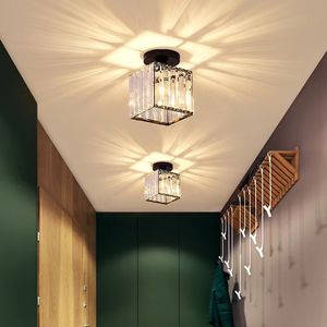 LED -plafondlampen kristallen lampenkap Balck Gold plafonnier woonkamer slaapkamer moderne ronde vierkant decoratief plafondlamp E27