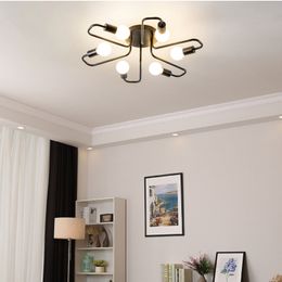 LED-plafondverlichting Meerdere E27 Lamp Basis Zwart Wit Goud 6 Hoofden voor Woonkamer Slaapkamer Creativiteit Vintage Plafonds Lampen
