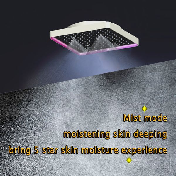 Pommeau de douche de plafond carré en acier inoxydable SUS304, produit multifonctionnel noir mat, douche de tête à brouillard de pluie, LED, 300