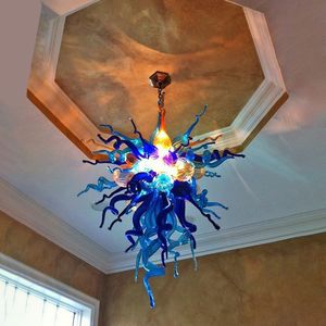 LED lustre lampe bleu créatif salle à manger suspension lumière soufflé à la main en verre pendentif lumières nordique restaurant bar café décor personnalisé 80 ou 90 cm de long