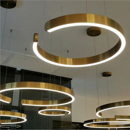 Lustre LED Light Rounds Rings Style Modern Model Dining Dining Room Island Chambre suspendu lampe Gold Restaurant Cuisine Bar Fixtures