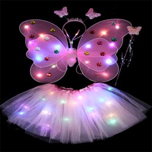 LED Enfants Costume Props Filles Jupes Ange Ailes Lumineuses Clignotant Papillon Jupe Lumières Costume 2-8 ans Pâques Saint Valentin